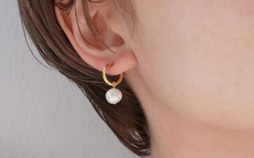 【LENERAオリジナルイヤリング】pearl hoop earring 【079004】